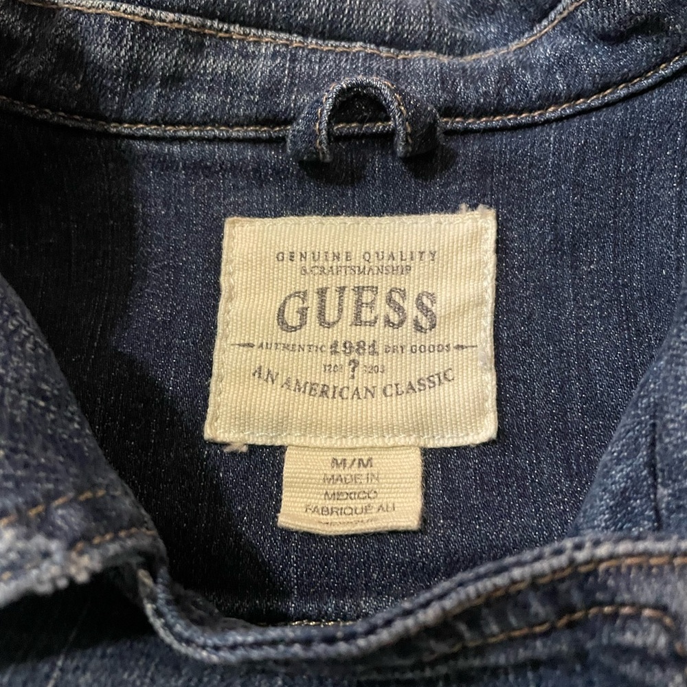 GUESS asymmetrical Denim Jean Vest/Shirt Mila Denim Moto  Blue Jean Size Med - Picture 5 of 9